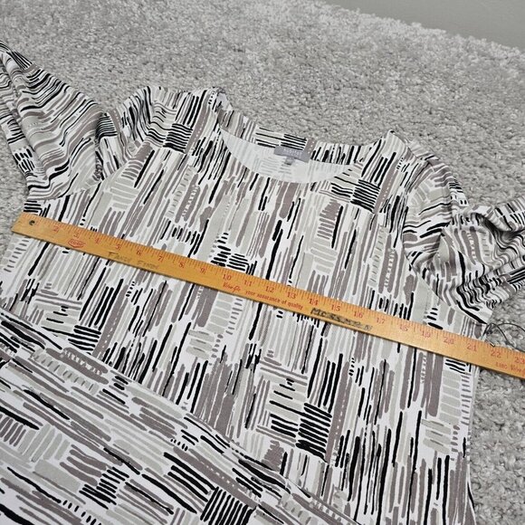 Habitat Gray Pullover Dress Large Artsy Stretch 3/4 Sleeve Casual Above Knee - Picture 11 of 14